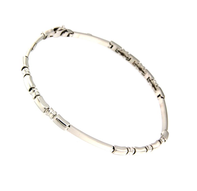 BRACCIALE ORO BIANCO 750/1000 MAGLIA A SEGMENTI - 20 CM - 