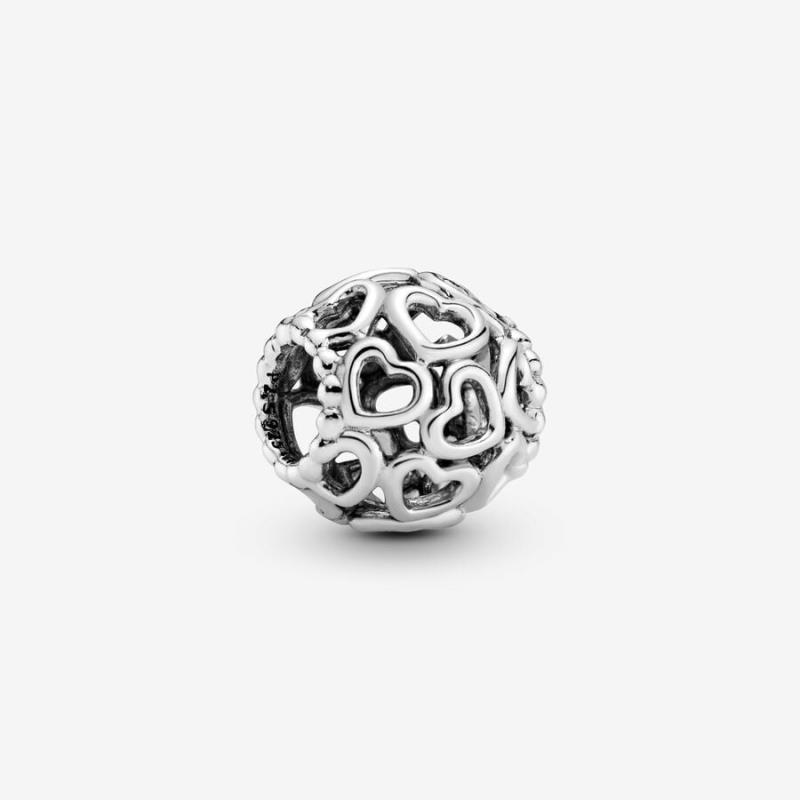 PANDORA - CHARM - ARGENTO 925/1000 - MOD. OPENWORK LOVE HEARTS - PANDORA