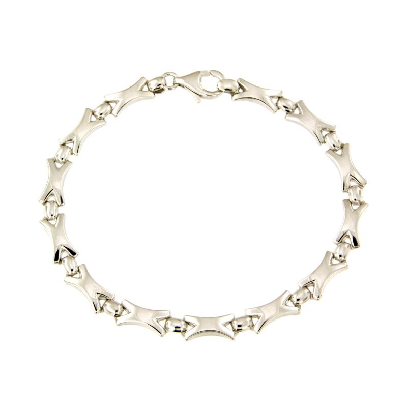 BRACCIALE ORO BIANCO 750/1000 MAGLIA A SEGMENTI - CM. 20 - 