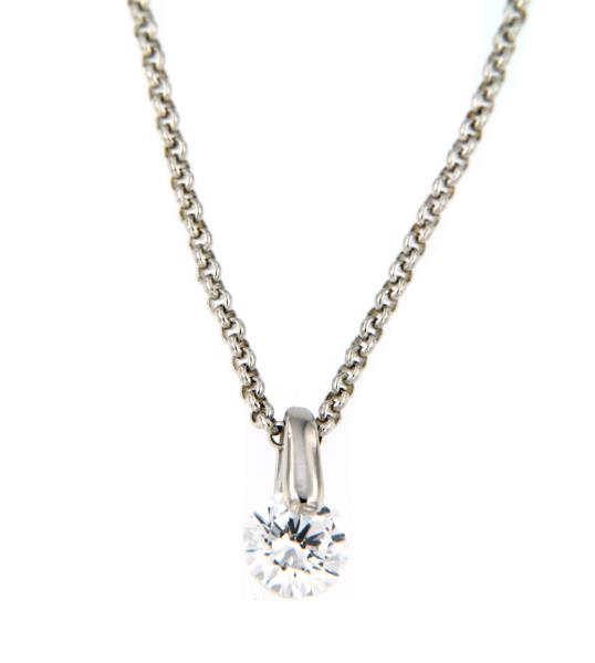 COLLANA ORO BIANCO 750/1000 TIPO PUNTO LUCE CON ZIRCONIA  CM 43 - 