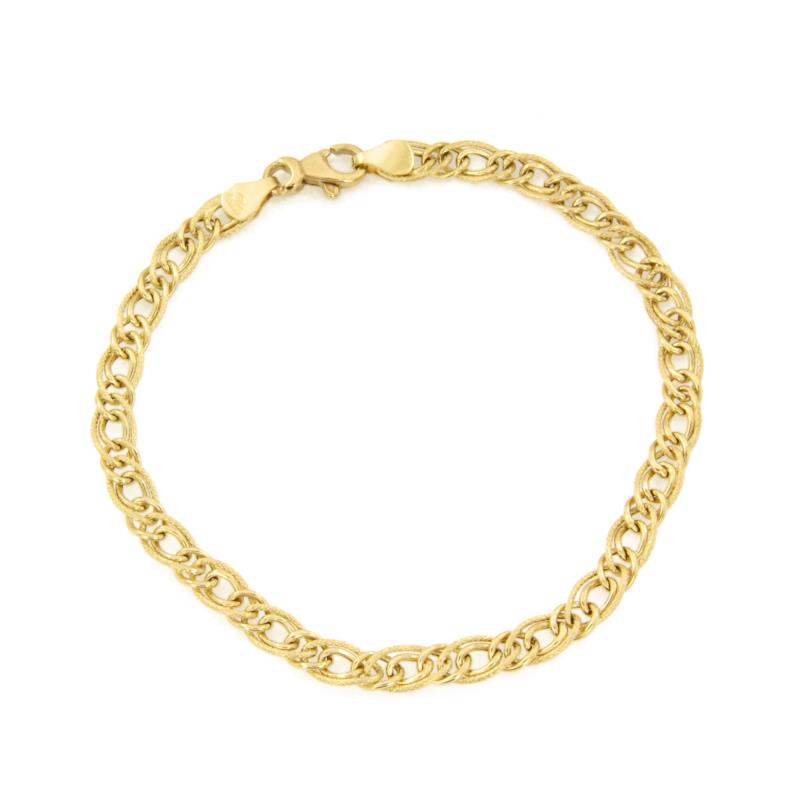 BRACCIALE ORO GIALLO 750/1000 MAGLIA GRUMETTA DOPPIA SEMI-ZIGRINATA - CM. 19.5 - 