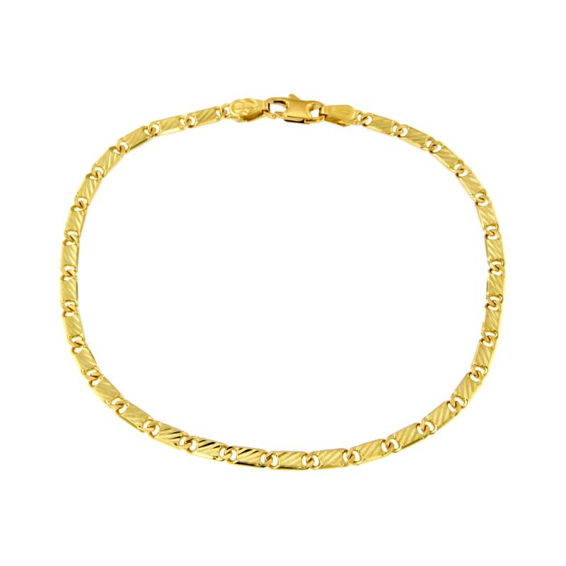 BRACCIALE ORO GIALLO 750/1000 MAGLIA SEGMENTI ZIGRINATI - CM 21 - 