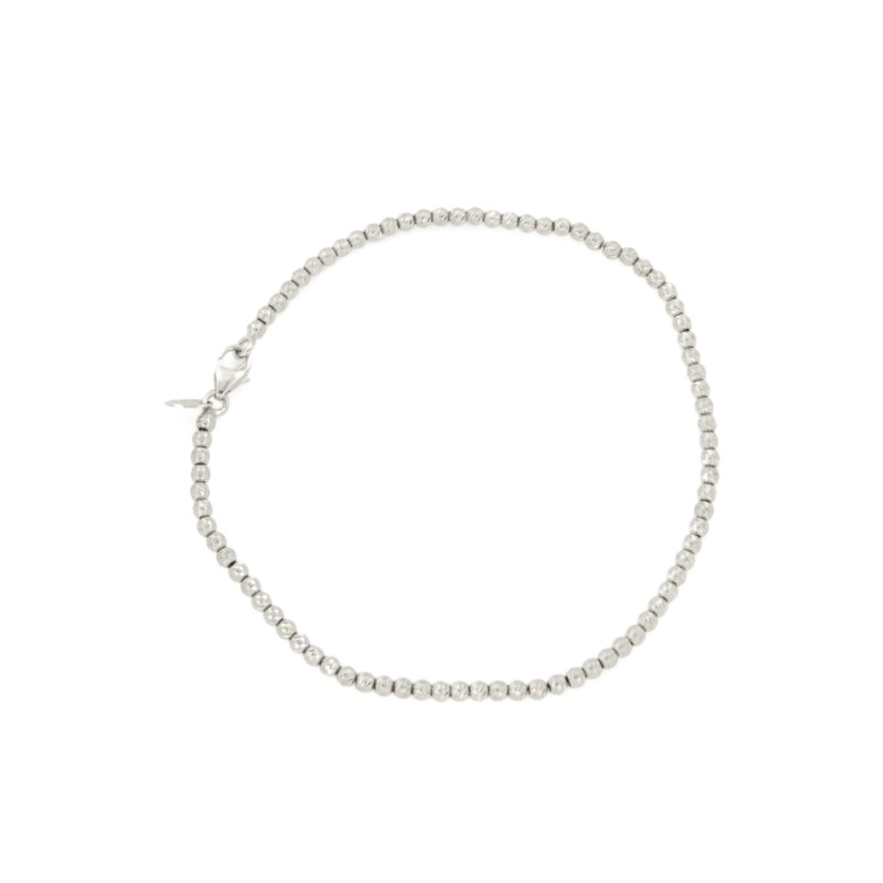 BRACCIALE ORO BIANCO 750/1000 MAGLIA A SFERE ZIGRINATE - CM. 18 - 
