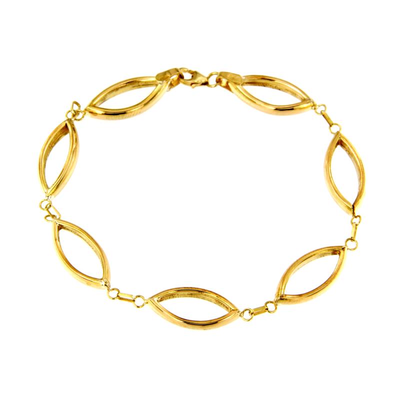 BRACCIALE  ORO GIALLO 750/1000 MAGLIA A SEGMENTI OVALI TRAFORATI - CM 18.5 - 