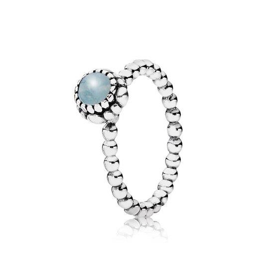 PANDORA - ANELLO ARGENTO 925/1000 CON SINTESI AZZURRA - MIS. 12 - 