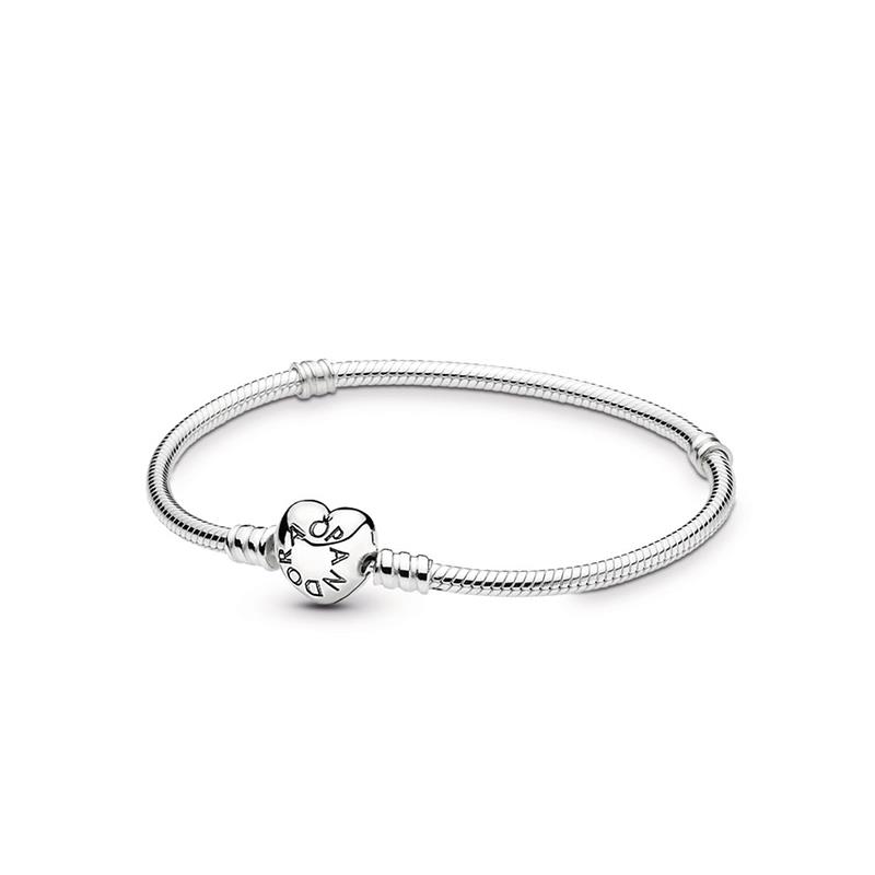 PANDORA - BRACCIALE - ARGENTO 925/1000 - MOD. MOMENTS CHIUSURA A CUORE - CM. 20 - PANDORA