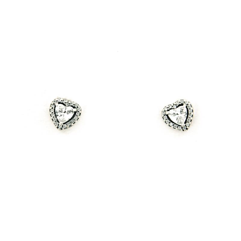 PANDORA - COPPIA ORECCHINI - ARGENTO 925/1000 - MOD. CUORI IN RILIEVO - PANDORA