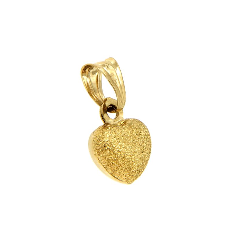 CIONDOLO ORO GIALLO 750/1000 CUORE SEMI-DIAMANTATO - 