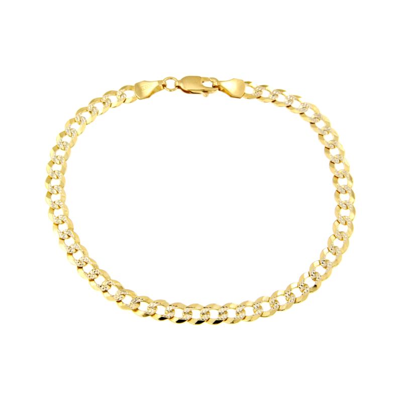 BRACCIALE DUE ORI 750/1000 MAGLIA GROUMETTA SEMI ZIGRINATA - CM 19 - 