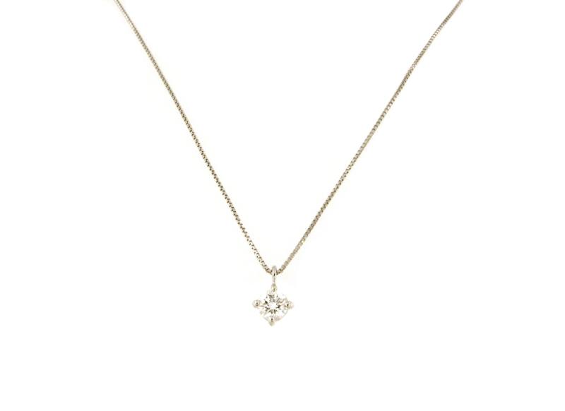 COLLANA ORO BIANCO 750/1000 PUNTO LUCE A GRIFFE CON DIAMANTE TAGLIO BRILLANTE CT 0.35 G - VS2 - CM. 40.5 - 