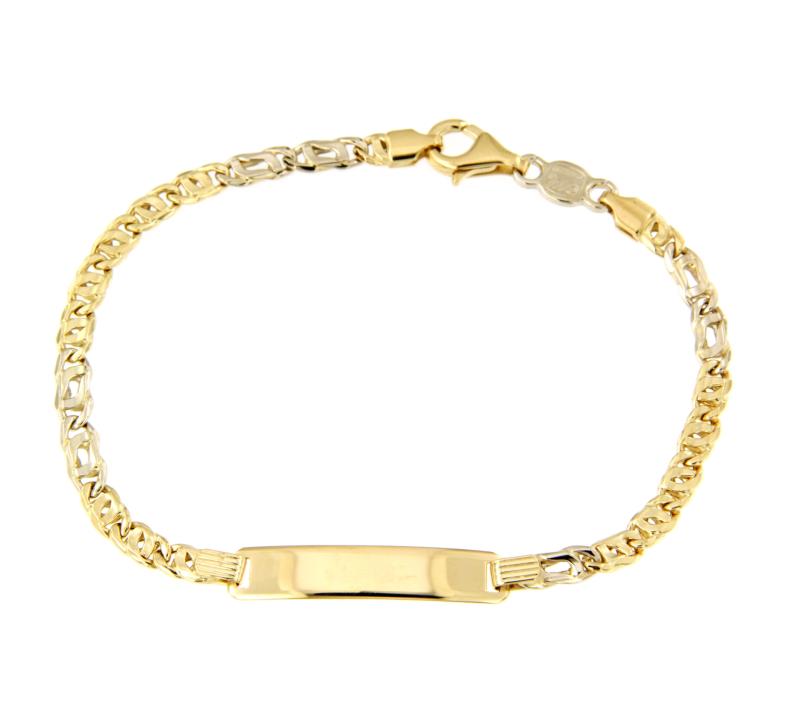 BRACCIALE DUE ORI 750/1000 MAGLIA 5+2 CON TARGHETTA - CM. 18.5 - 