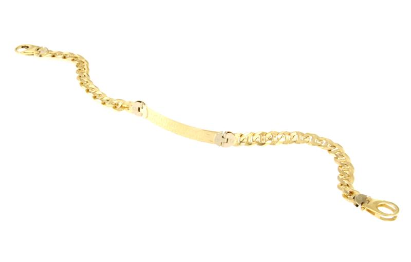 BRACCIALE DUE ORI 750/1000 CON TARGHETTA LAVORATA - CM. 21.5 - 