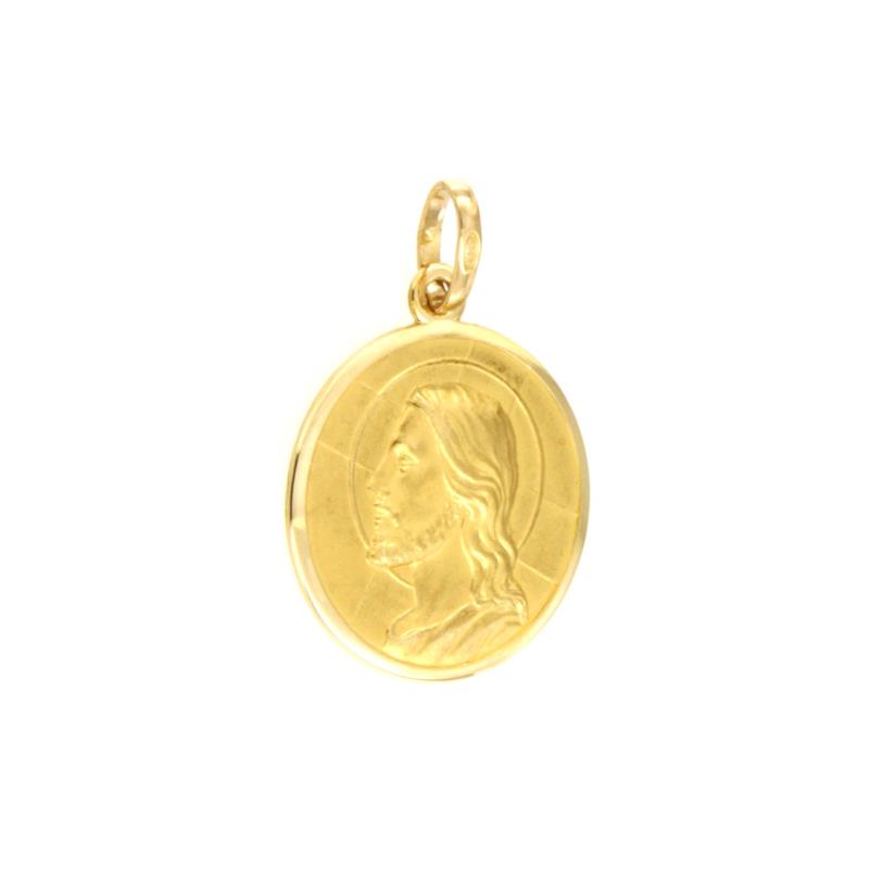 MEDAGLIA RELIGIOSA ORO GIALLO 750/1000 TONDA CON CRISTO - 