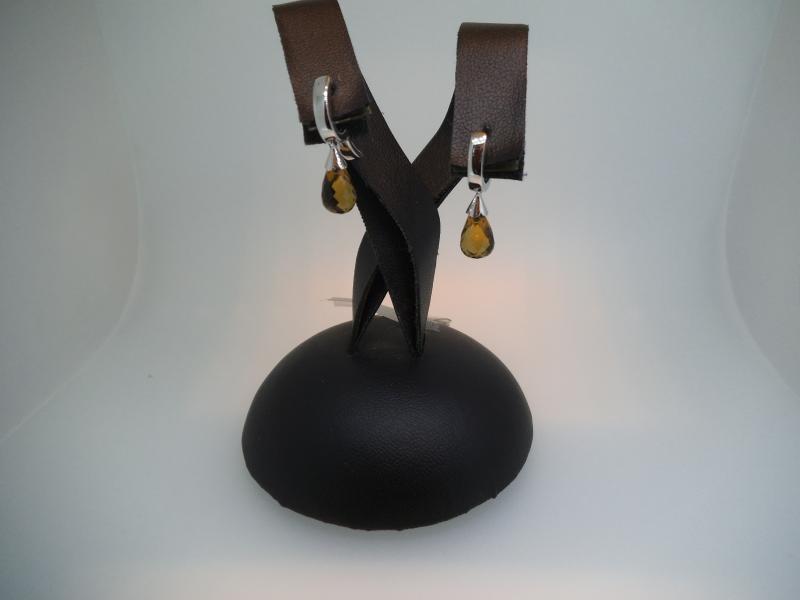 COPPIA ORECCHINI ORO B. 750/1000 PENDENTI CON QUARZO FUM? - 
