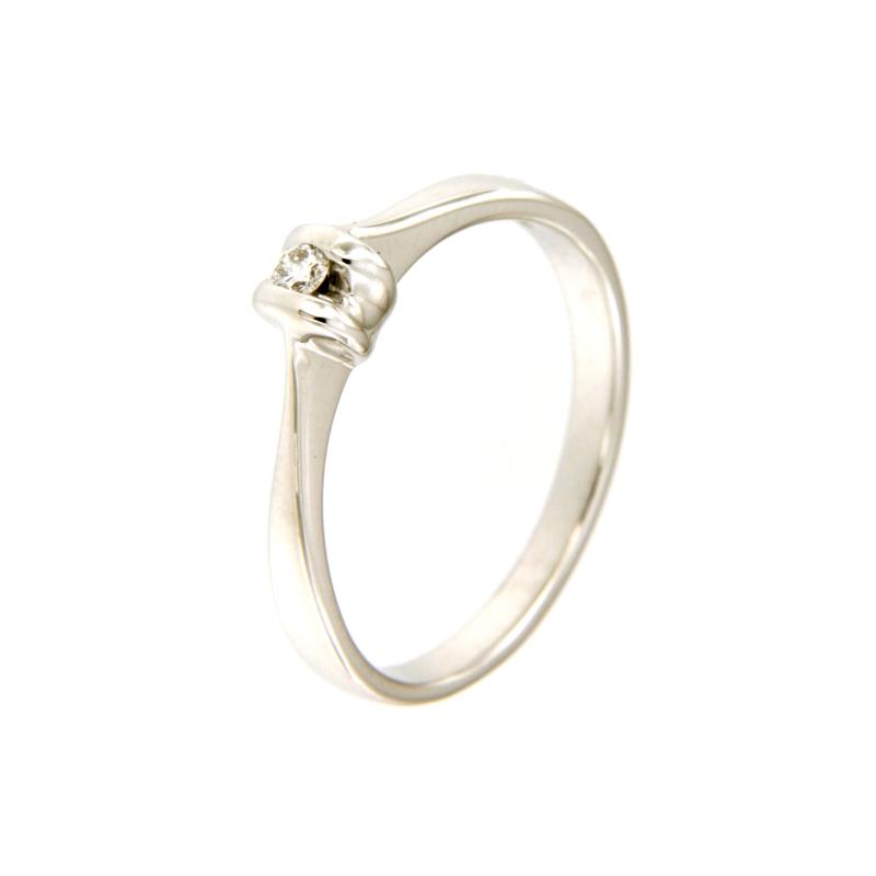 SOLITARIO ORO BIANCO 750/1000 CON DIAMANTE TAGLIO BRILLANTE CT 0.05 G - VS2 - MIS. 14 - 