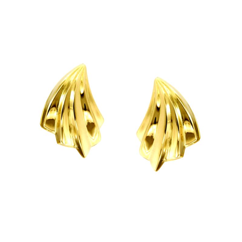 COPPIA ORECCHINI ORO GIALLO 750/1000 VENTAGLI A CLIPS - 