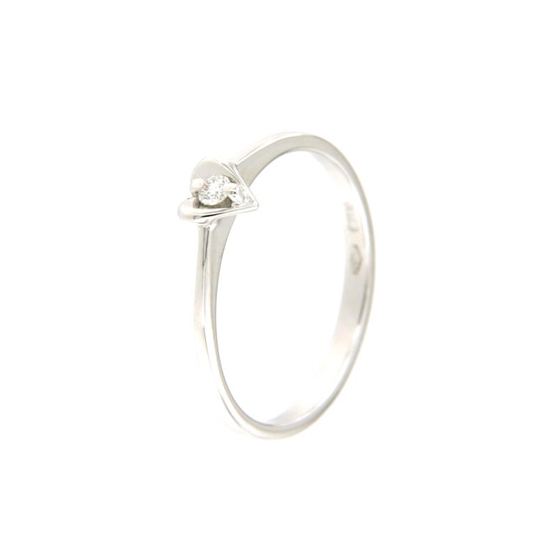 SOLITARIO ORO BIANCO 750/1000 CON DIAMANTE TAGLIO BRILLANTE CT 0.05 H - SI1 - MIS 12 - 