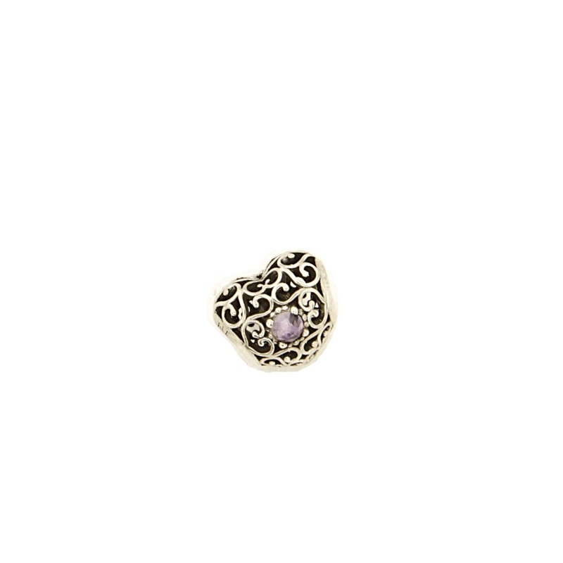 PANDORA - CHARM - ARGENTO 925/1000 - MOD. FEBBRAIO CUORE TRAFORATO - PANDORA