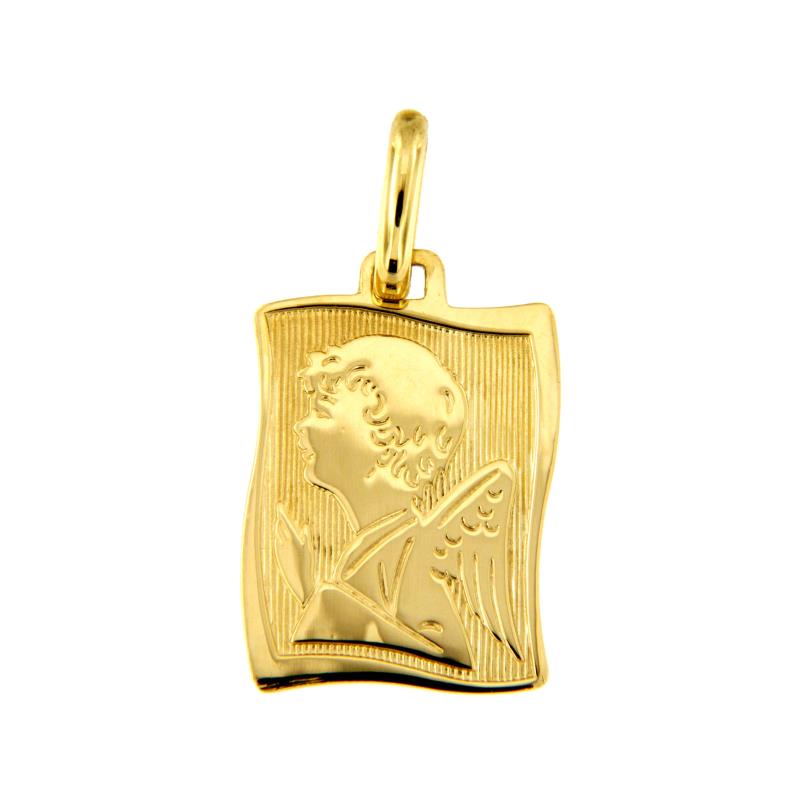 MEDAGLIETTA ORO GIALLO 750/1000 ANGIOLETTO SEMI-ZIGRINATO - 