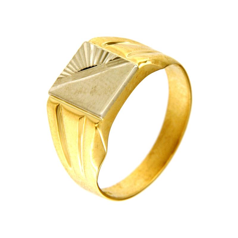 ANELLO DUE ORI 750/1000 QUADRATO LAVORATO - MIS. 24 - 