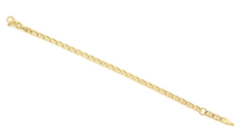 BRACCIALETTO ORO GIALLO 750/1000 MAGLIA GRUMETTA CON TRAVERSINO - CM. 15 - 
