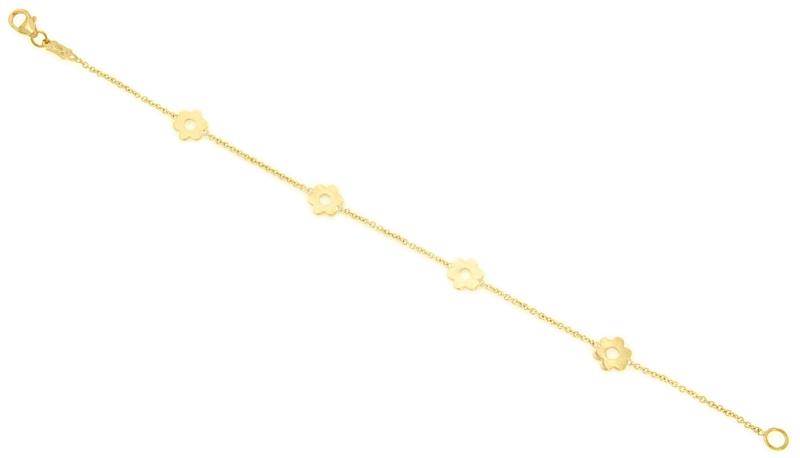 BRACCIALE ORO GIALLO 750/1000 MAGLIA ROL&Ograve; CON MARGHERITE - CM. 18.5 - 