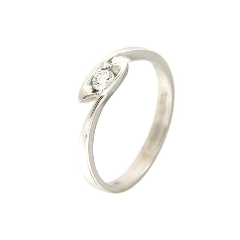 DONNAORO - SOLITARIO - ORO BIANCO 750/1000 - CON DIAMANTE TAGLIO BRILLANTE CT 0.12 H - VS - MIS. 15.5 - 