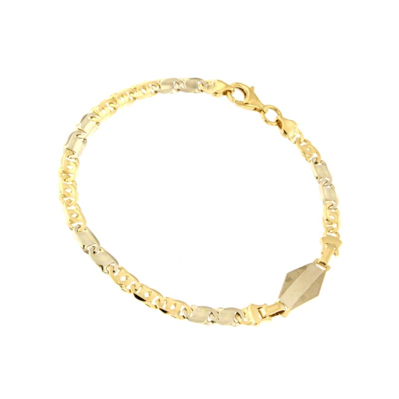 BRACCIALE DUE ORI 750/1000 MAGLIA 3+2 CON TARGHETTA - CM 19 - 