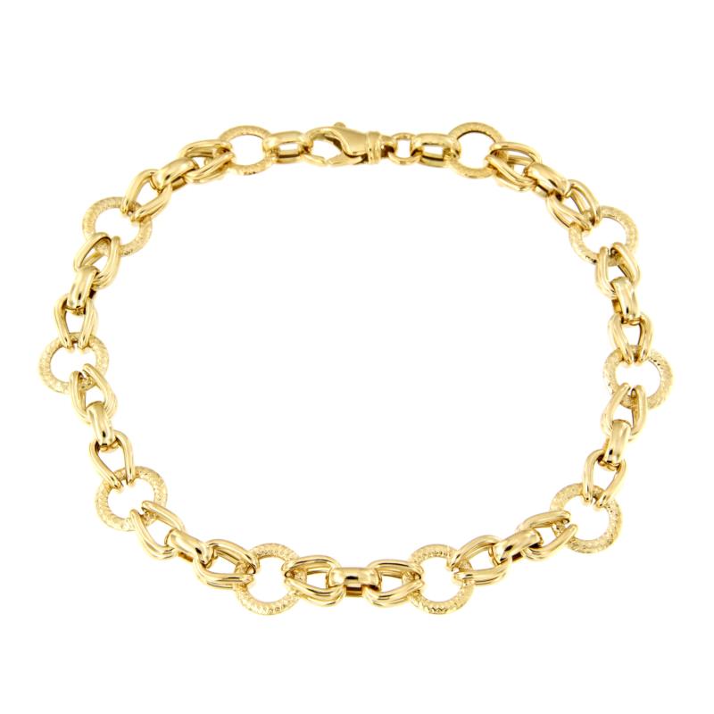 BRACCIALE ORO GIALLO 750/1000 MAGLIA ALTERNATA SEMI-ZIGRINATA - CM 21 - 