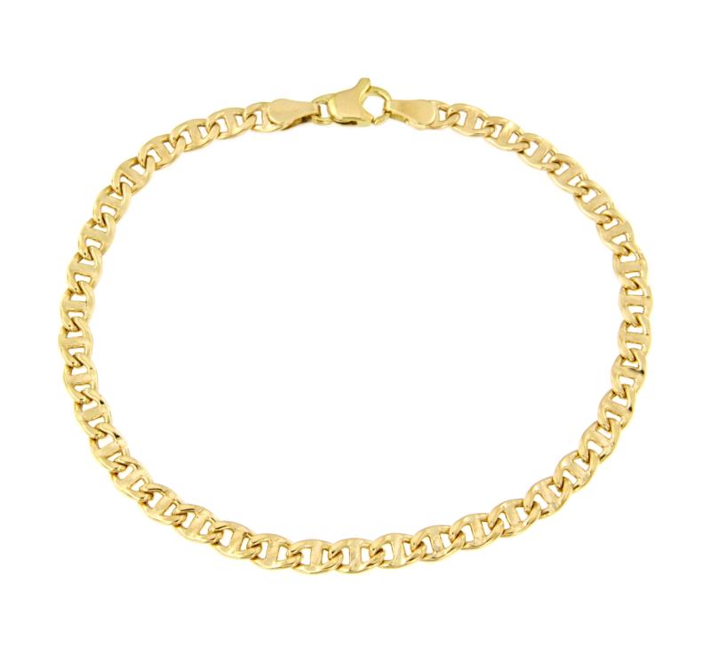 BRACCIALE ORO GIALLO 750/1000 MAGLIA GRUMETTA CON TRAVERSINO - CM 19.5  - 