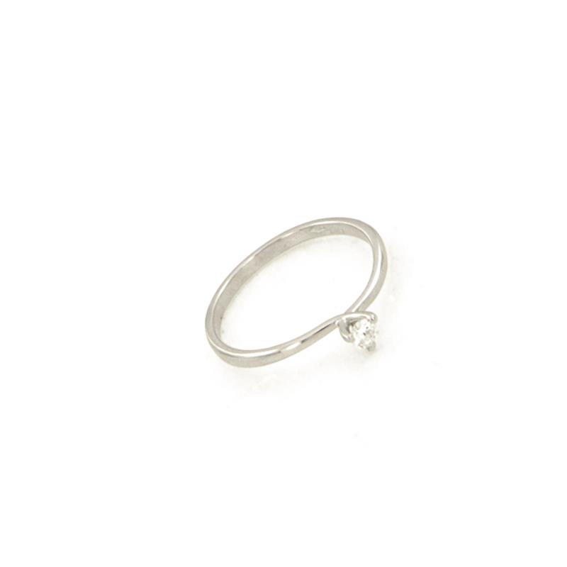 SOLITARIO ORO BIANCO 750/1000 CON DIAMANTE TAGLIO BRILLANTE CT 0,09 G - SI1 - MIS. 14 - 