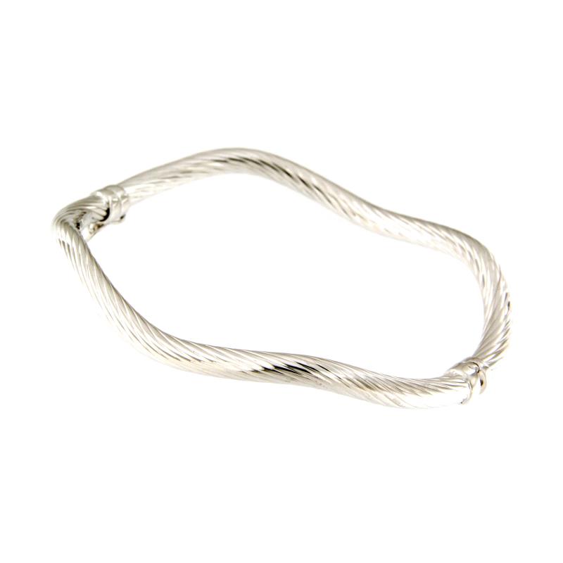 BRACCIALE ORO BIANCO 750/1000 SCHIAVA ONDULATO ZIGRINATO - 