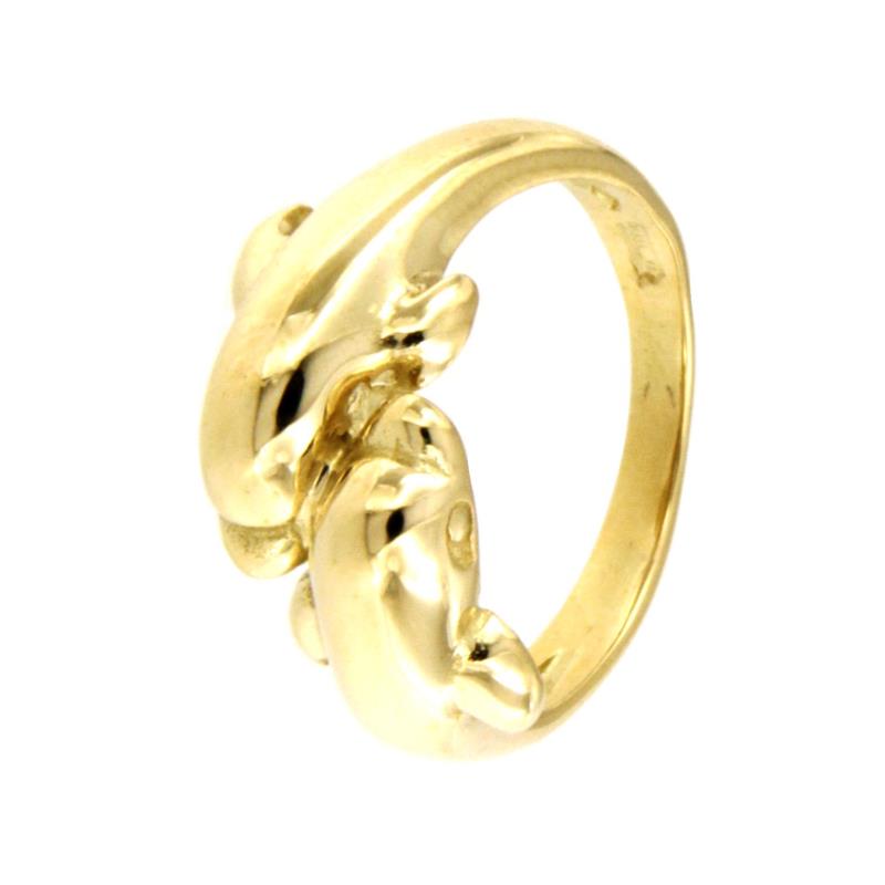 ANELLO ORO GIALLO 750/1000 DELFINI CONTRARI&Egrave; - MIS. 14.5 - 