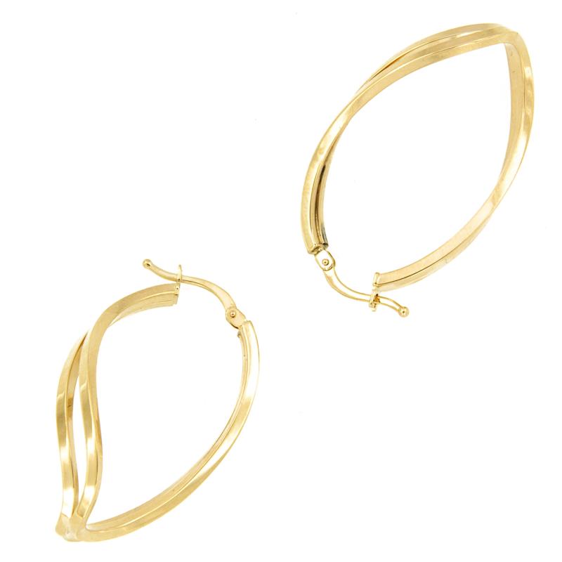 COPPIA ORECCHINI ORO GIALLO 750/1000 CERCHI ONDULATI - 