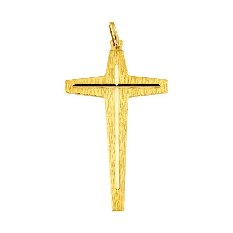 CIONDOLO ORO GIALLO 750/1000 CROCE SEMI-LAVORATA - 