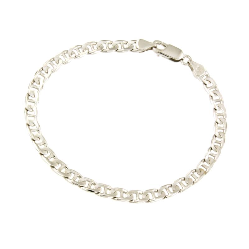 BRACCIALE ORO BIANCO 750/1000 MAGLIA GRUMETTA CON TRAVERSINO - CM. 21 - 