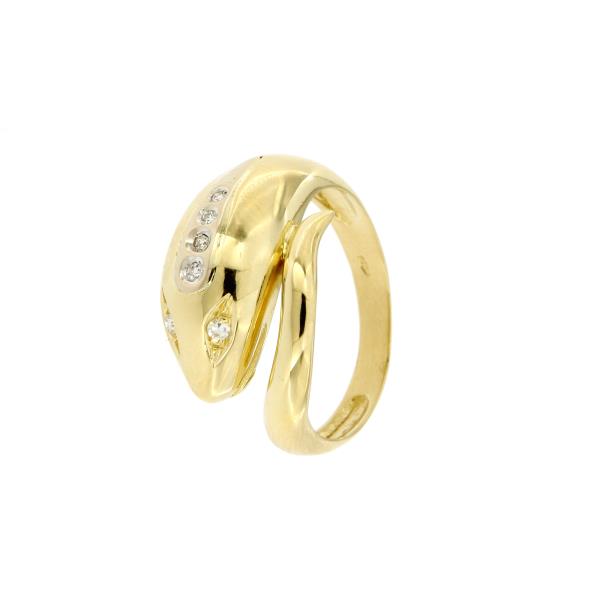 ANELLO IN ORO GIALLO 750\1000 MODELLO SERPE CON DIAMANTI CT 0,12 COLORE H PUREZZA VS MIS 15 - 