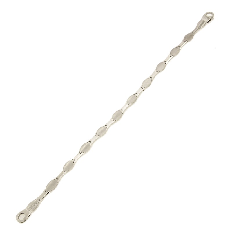 BRACCIALE ORO BIANCO 750/1000 MAGLIA A SEGMENTI SEMI-SATINATI - CM. 20.5 - 