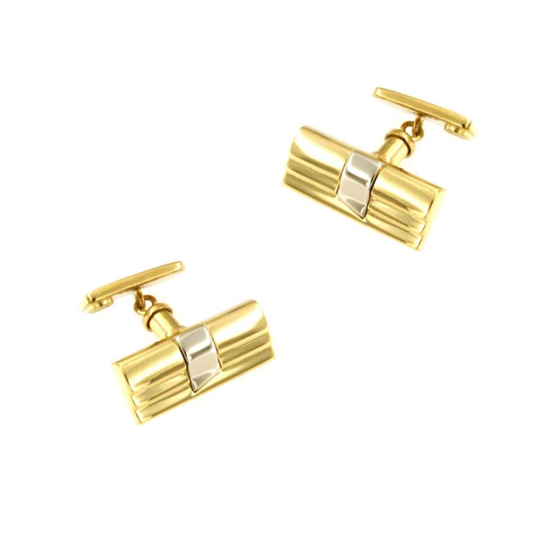 COPPIA GEMELLI DUE ORI 750/1000 RIGATI - 