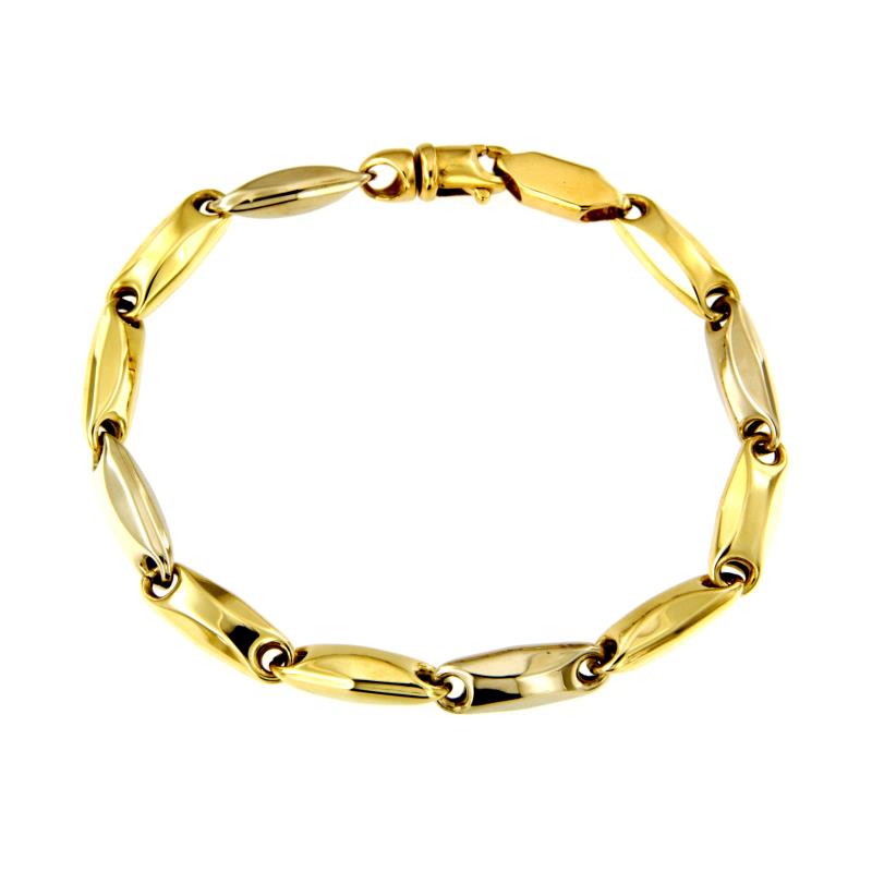 BRACCIALE DUE ORI 750/1000 MAGLIA SEGMENTI BOMBATI - CM 20 - 