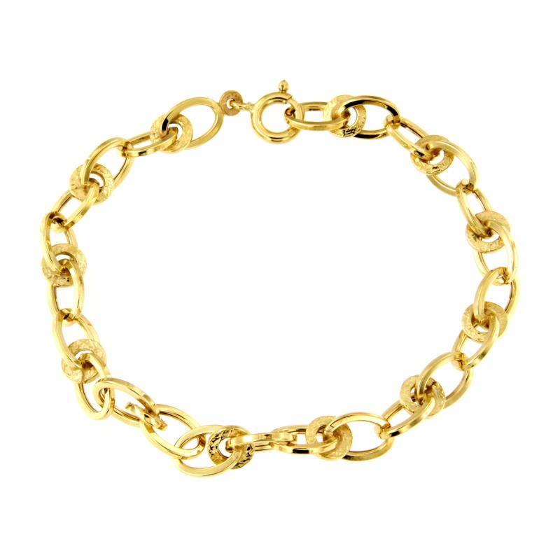 BRACCIALE ORO GIALLO 750/1000 MAGLIA OVALI SEMI-MARTELLATI - CM. 19 - 