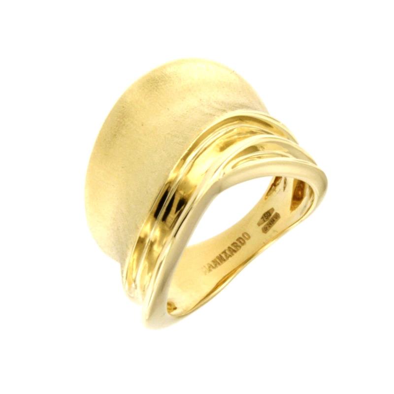 ANELLO ORO GIALLO 750/1000 FASCIONE SEMISATINATO MIS 14 - 