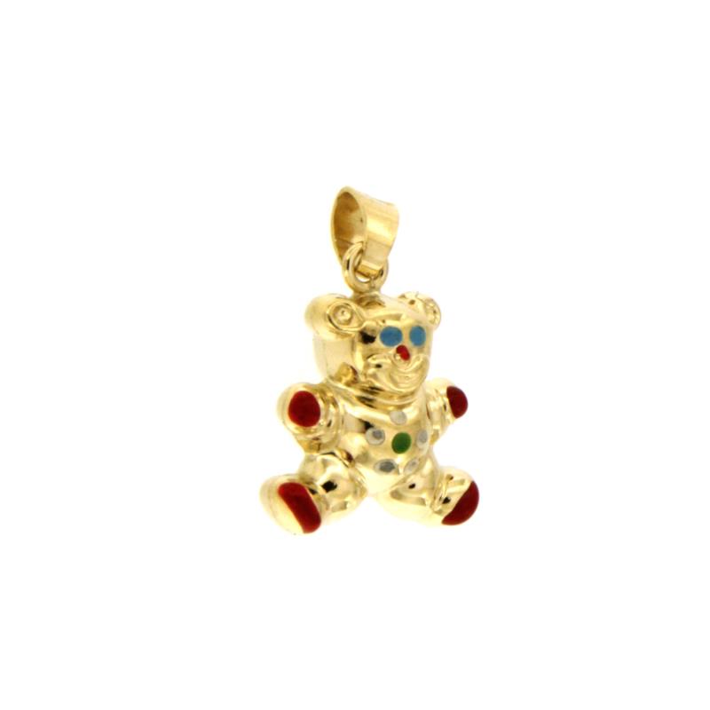 CIONDOLO ORO GIALLO 750/1000 ORSETTO SMALTATO  - 