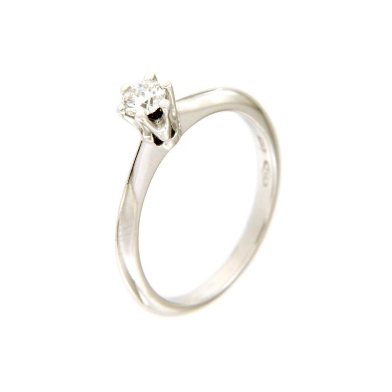 SOLITARIO ORO BIANCO 750/1000 CON DIAMANTE TAGLIO BRILLANTE CT 0.23 G - VS- MIS. 12.5 - 