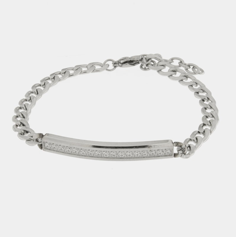 BY SIMON - BRACCIALE IN ACCIAIO A CATENA CON PIASTRA ZIRCONATA - BY SIMON UOMO