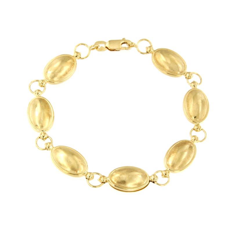 BRACCIALE ORO GIALLO 750/1000 MAGLIA OVALI BOMBATI SEMI-SATINATI - CM. 20,5 - 