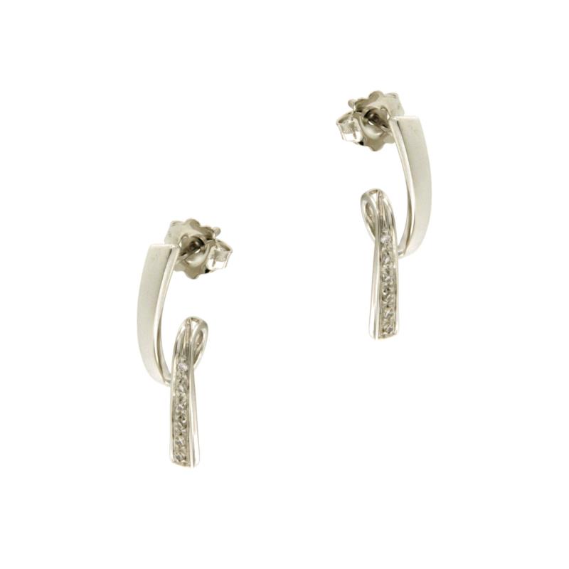 COPPIA ORECCHINI ORO BIANCO 750/1000 RICCIOLI CON DIAMANTI TAGLIO BRILLANTE CT 0.06 TOTALI H - SI2 - 