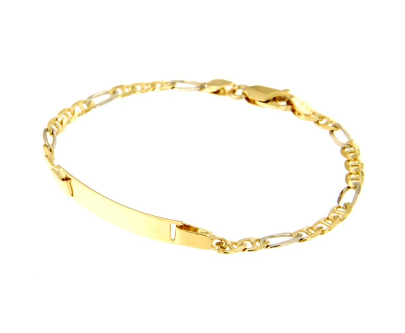 BRACCIALE DUE ORI 750/1000 MAGLIA 3+1 CON TARGHETTA - CM 15 - 