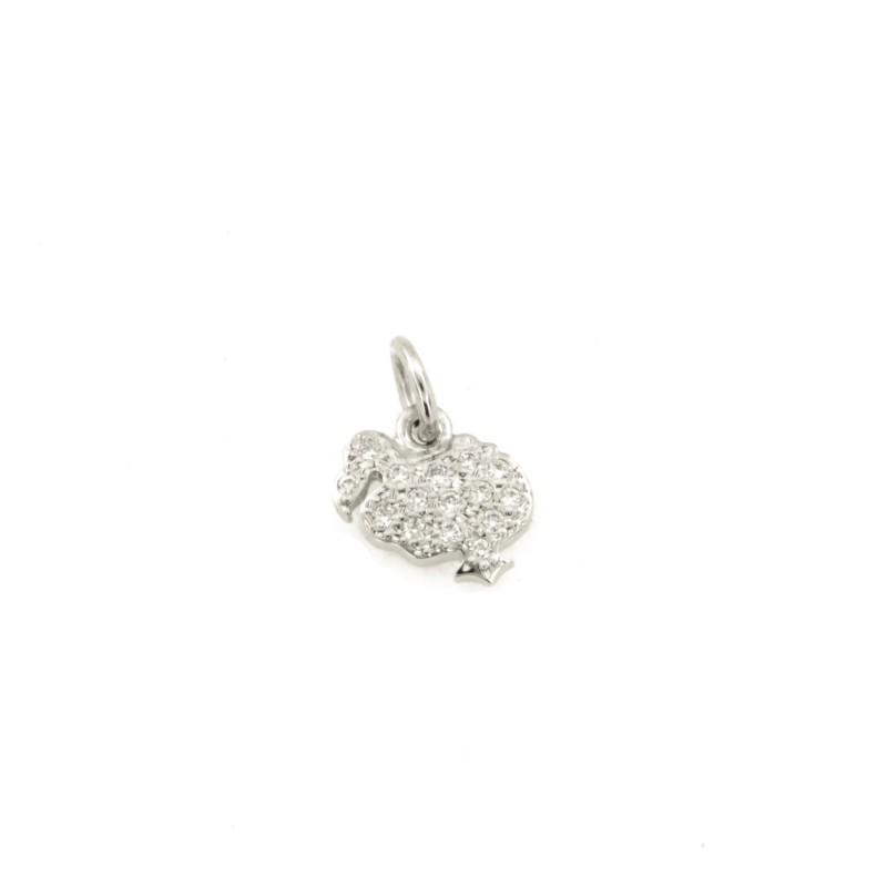 DODO - CIONDOLO - ORO BIANCO 750/1000 - MOD. DODO A PAV&Egrave; DI DIAMANTI TAGLIO BRILLANTE CT 0.10 TOTALI G - SI1 - DODO