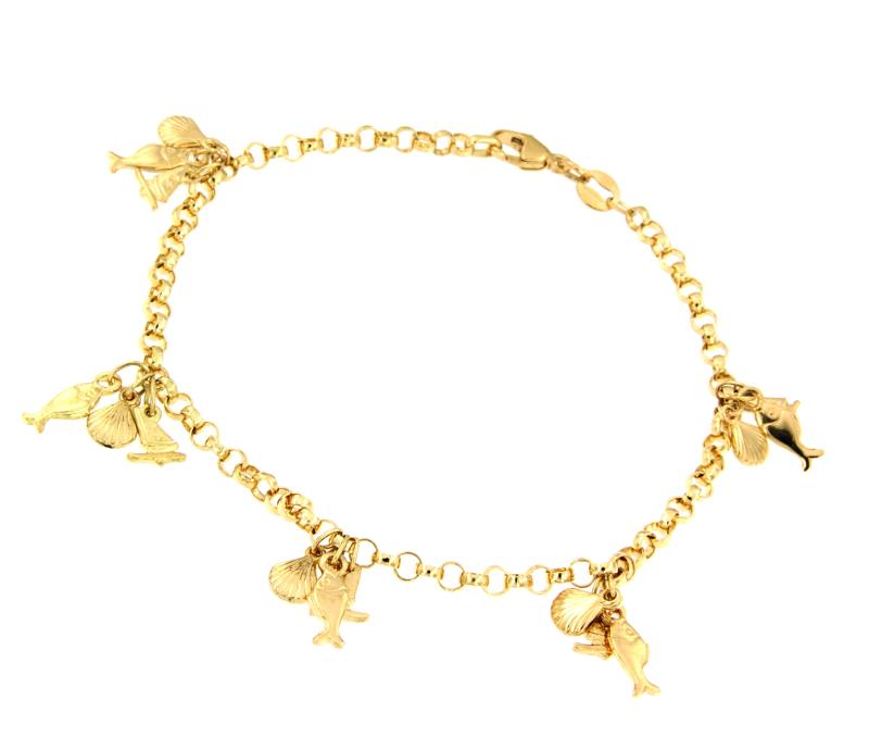 BRACCIALE ORO GIALLO 750/1000 CON PENDENTI - CM.19 - 